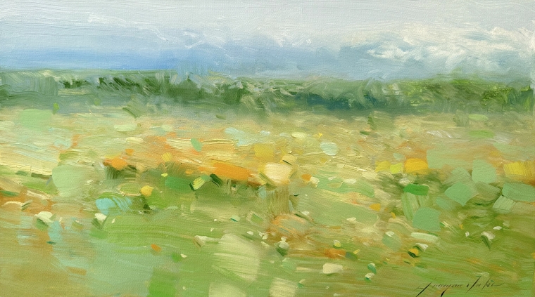 Meadow, Original oil Painting, Handmade artwork, One of a Kind              